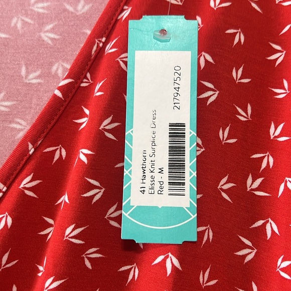 41 HAWTHORN Elisse Knit Surplice Dress Red and White - Picture 9 of 10